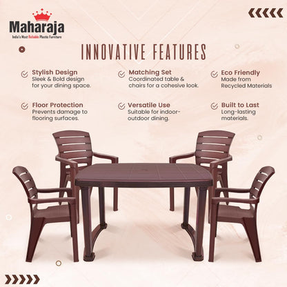 Maharaja Dining Table Set With 4 Singham Chairs